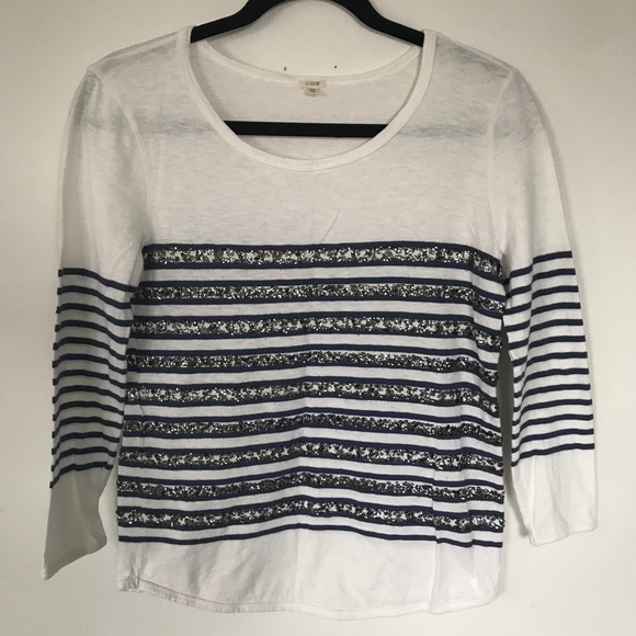 Striped sequined 3/4 sleeve top - Picture 2 of 8